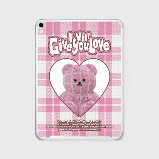 CHECK PATTERN LOVE PINK FACO IPAD CLEAR CASE