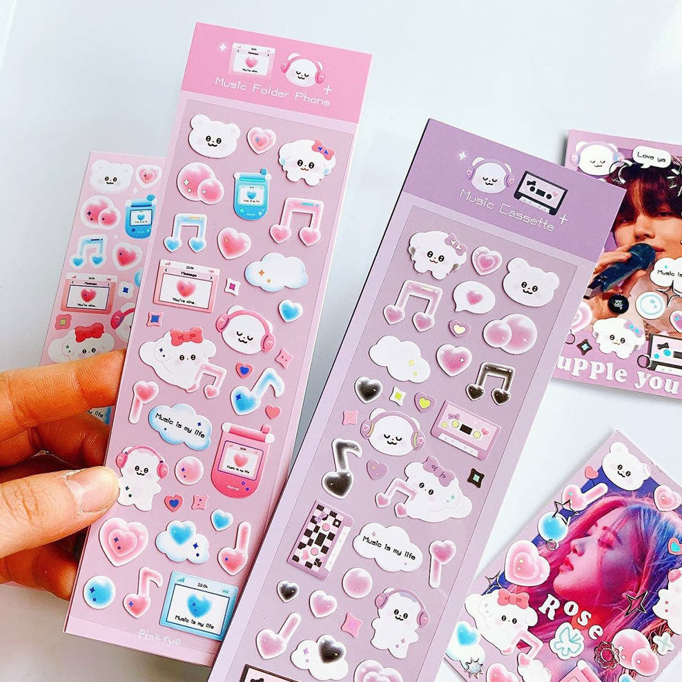 Pinkrue Music Folder Phone / Music Cassette Sticker