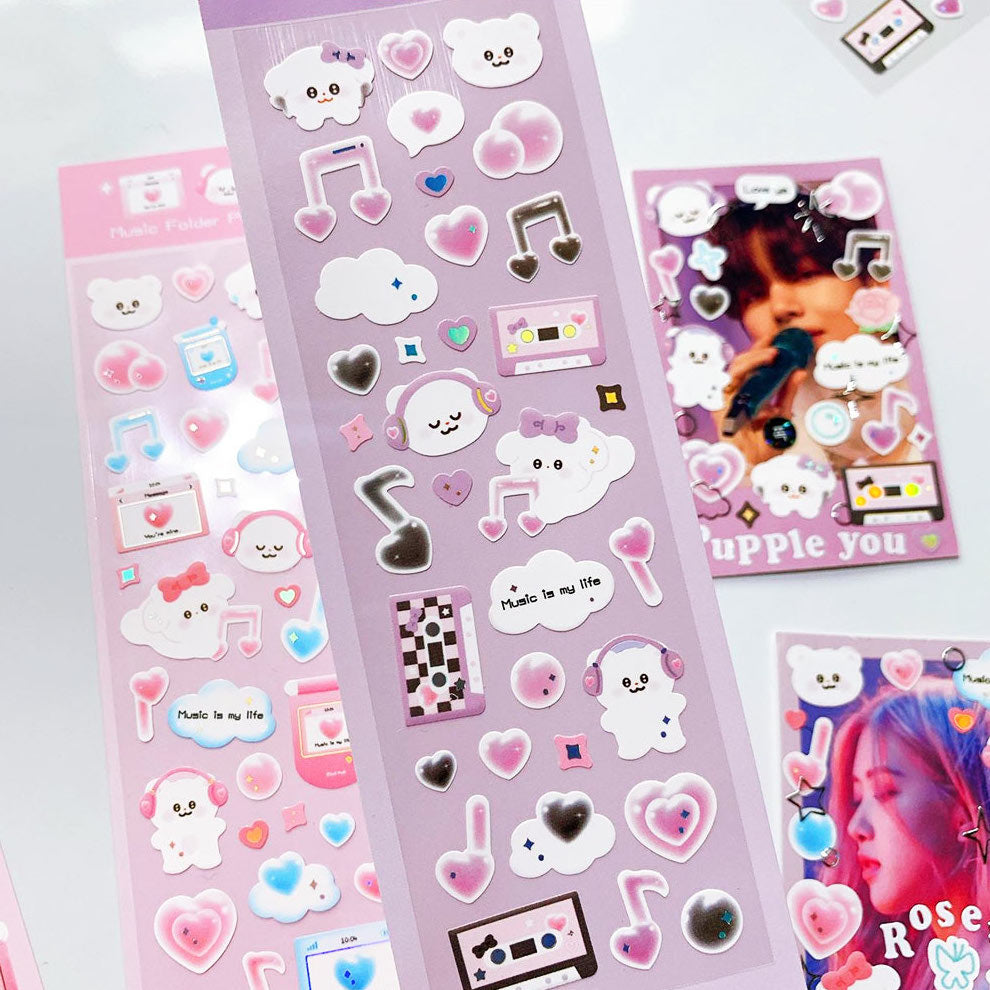 Pinkrue Music Folder Phone / Music Cassette Sticker