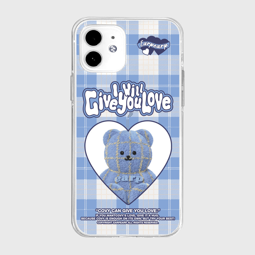 CHECK PATTERN LOVE BLUE FACO (Jelly Clear 透明殼)