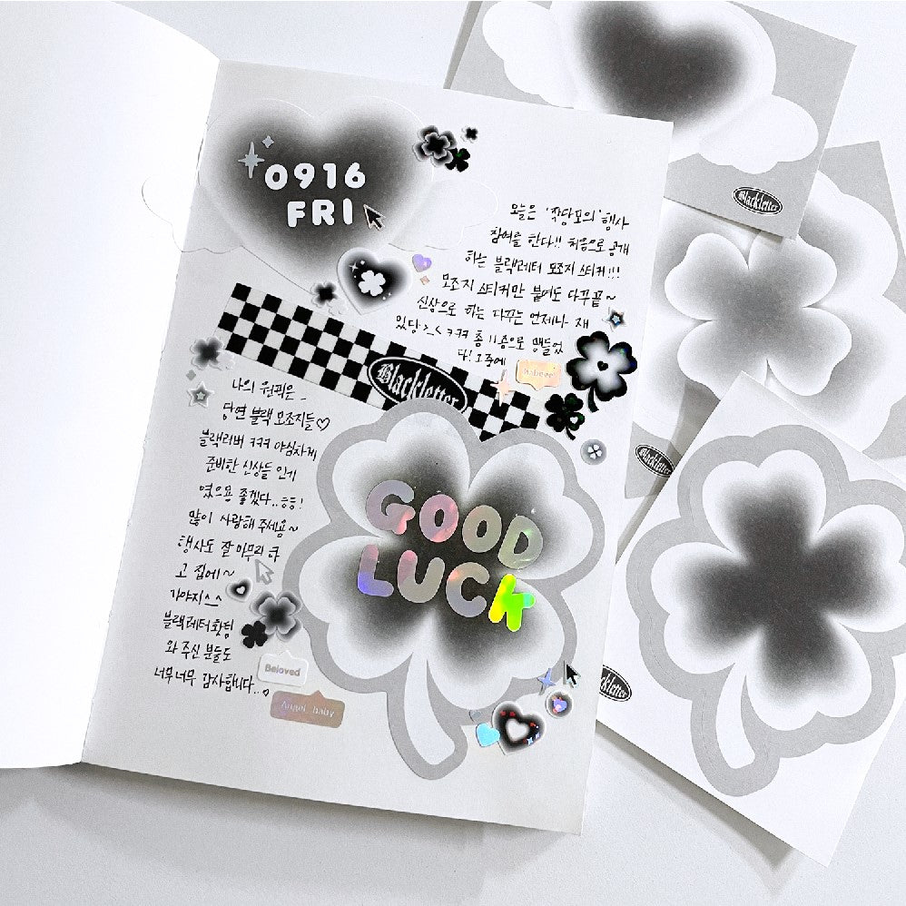 Blackletter Writable Sticker Pack - Heart (12 EA)