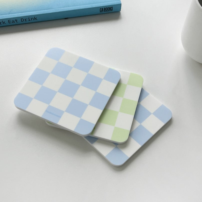 Checkerboard Acrylic Coaster (Blue/Green)