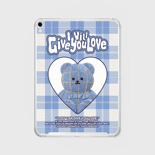 CHECK PATTERN LOVE BLUE FACO IPAD CLEAR CASE