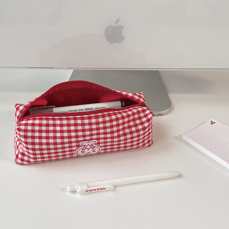 Malling Booth Gingham Cherry Pencil Pouch