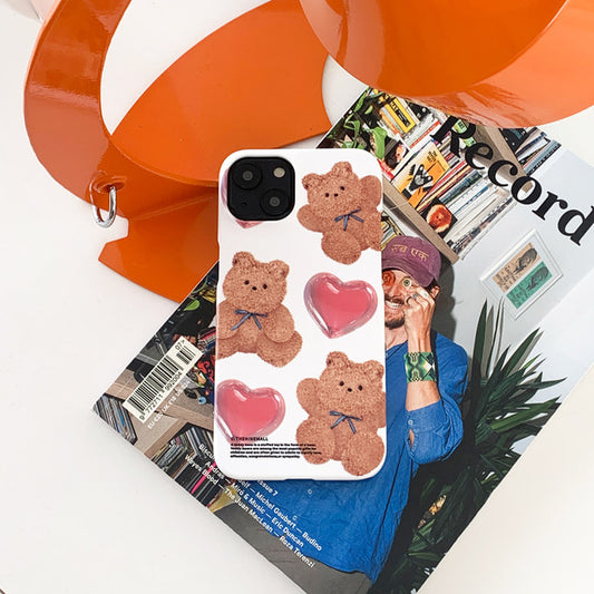 Pattern Ribbon Teddy Gummy Phone Case (Hard 普通硬殼)