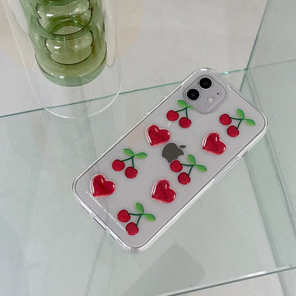 Clear Cherry Pattern Phone Case (Clear/Tank Clear 透明/透明Tank款)