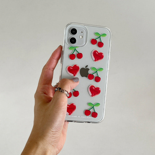 Clear Cherry Pattern Phone Case (Clear/Tank Clear 透明/透明Tank款)