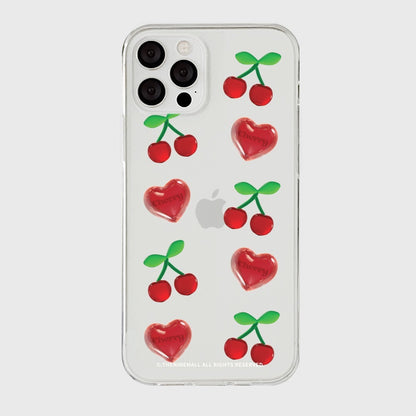 Clear Cherry Pattern Phone Case (Clear/Tank Clear 透明/透明Tank款)