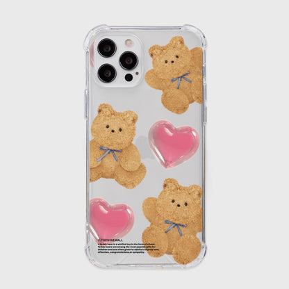 Pattern Ribbon Teddy Gummy Phone Case (Clear/Tank Clear 透明/透明Tank款)