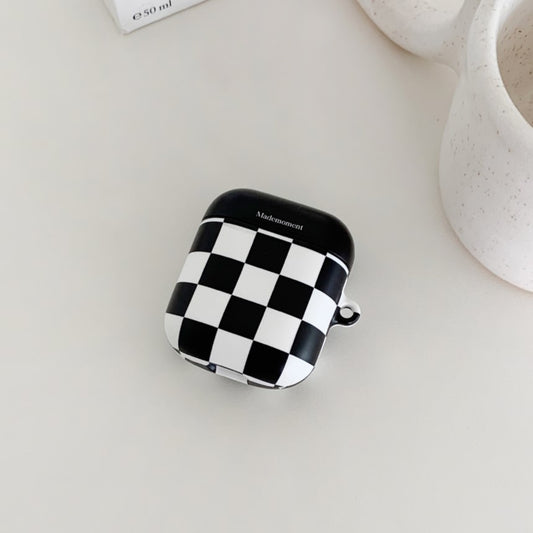 【現貨95折】Block Check Pattern (Black) Airpods 1/2 Case (Hard 硬殼)
