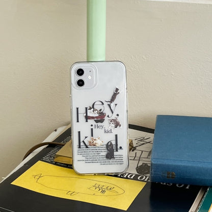 Cat Kids Lettering Phone Case (Clear/Tank 透明/透明Tank款)