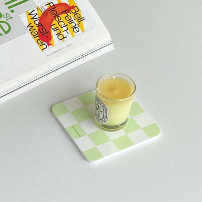 Checkerboard Acrylic Coaster (Blue/Green)