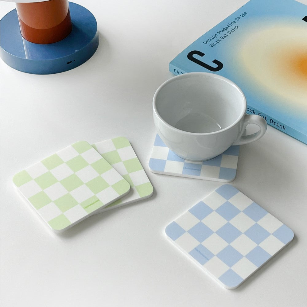 Checkerboard Acrylic Coaster (Blue/Green)