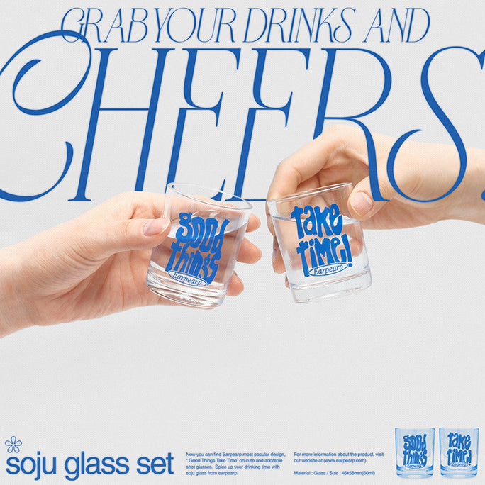 GOOD THINGS TAKE TIME-BLUE Soju Glass Set