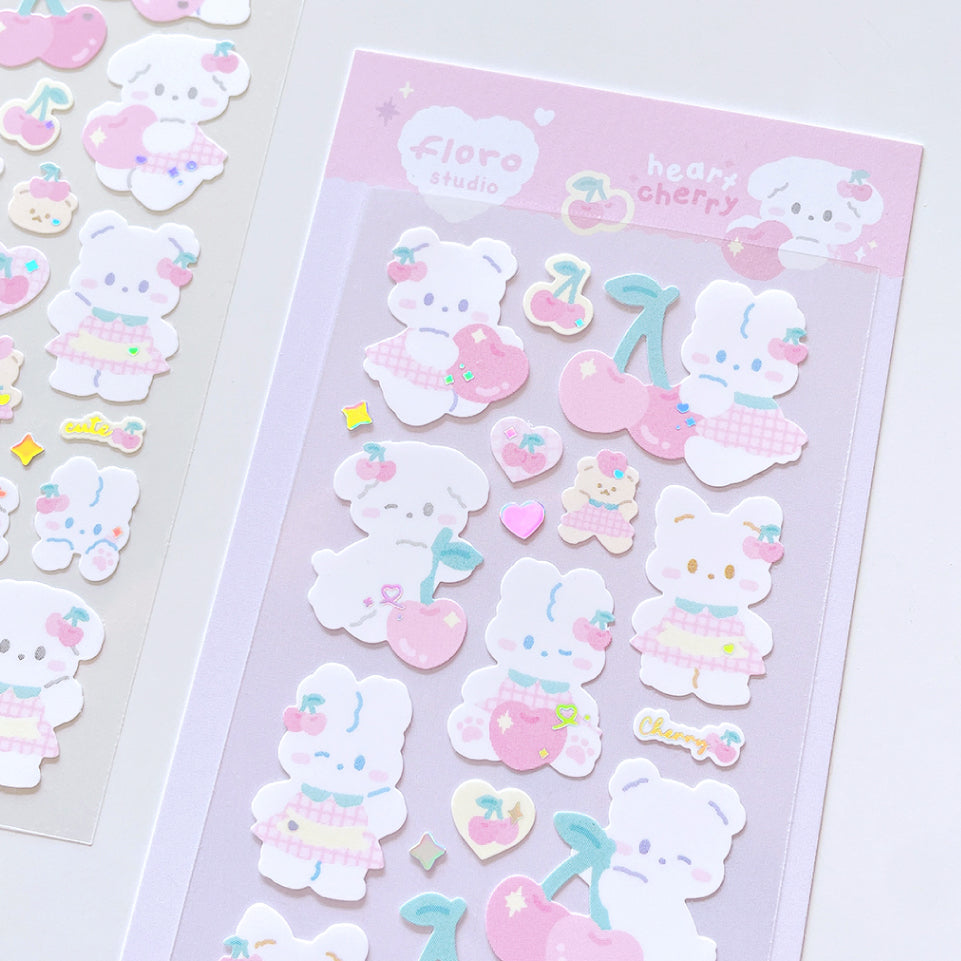 Floro Studio Heart Cherry Babies Sticker