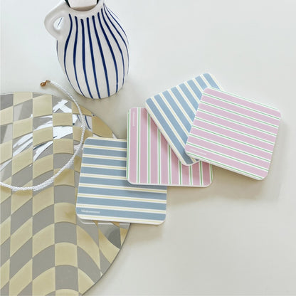 Cozy Stripe Acrylic Coaster (Blue/Pink)