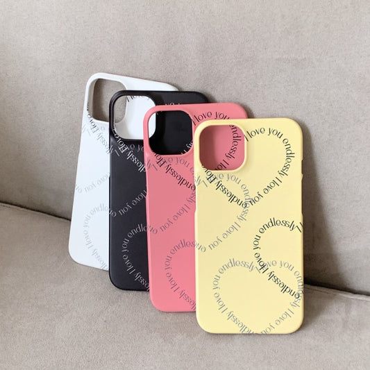 Double Heart Lettering Phone Case (Hard 普通硬殼) (4色)