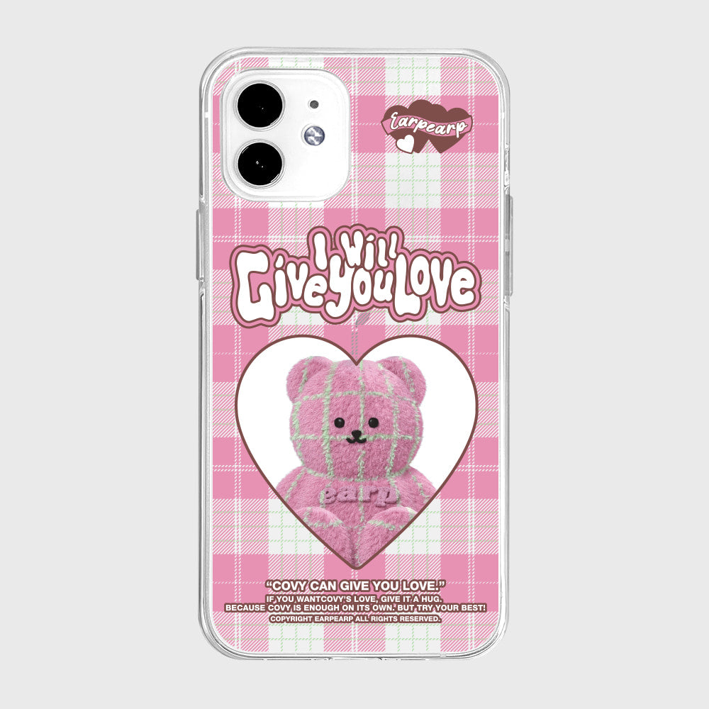 CHECK PATTERN LOVE PINK FACO (Jelly Clear 透明殼)