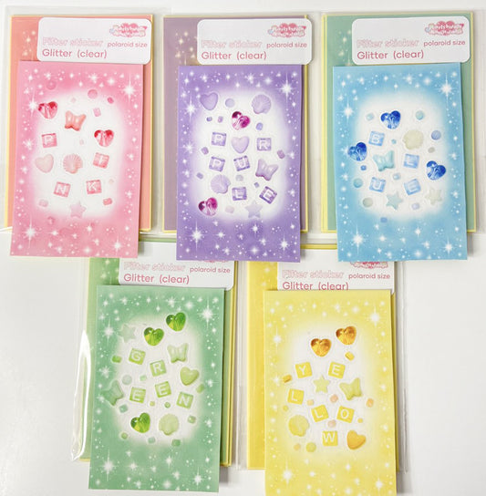 Pearly Button Filter Sticker (Glitter Clear Polaroid) (4張set)