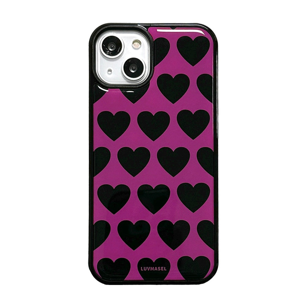 Luvmasel Black/Pink Heart Phone Case (Epoxy)