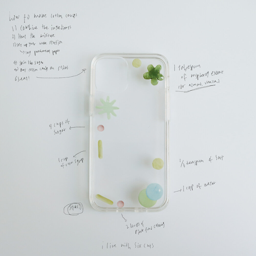 I live with six cats Cotton Candy Phone Case (Hard Jelly 透明殼)