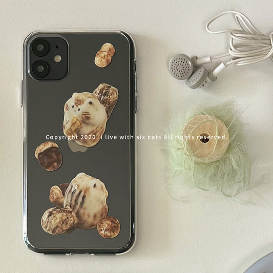 I live with six cats Squirrels Phone Case (Hard Jelly 透明殼)