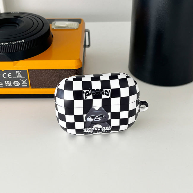 Hey Cat Checkerboard Airpods Case (Hard 硬殼) (2色)