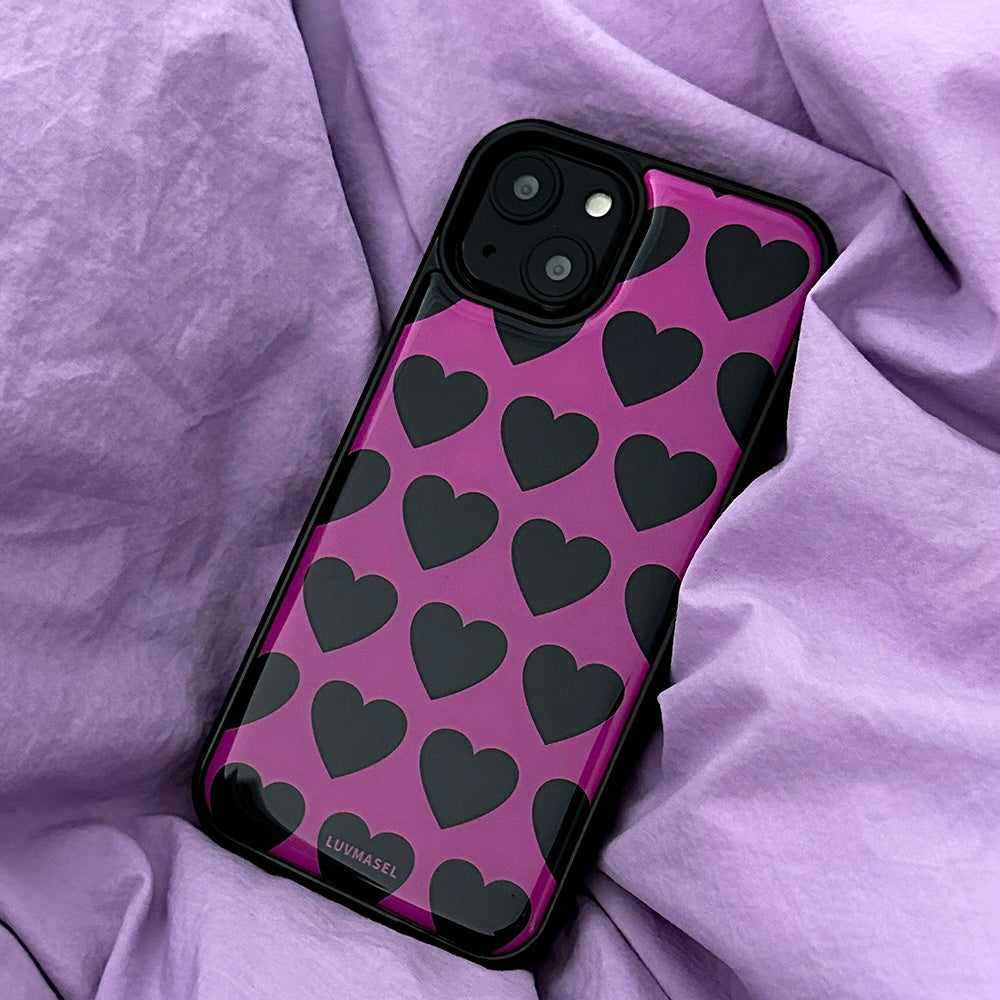 Luvmasel Black/Pink Heart Phone Case (Epoxy)