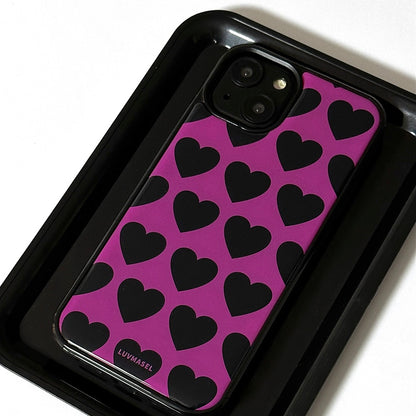 Luvmasel Black/Pink Heart Phone Case (Epoxy)