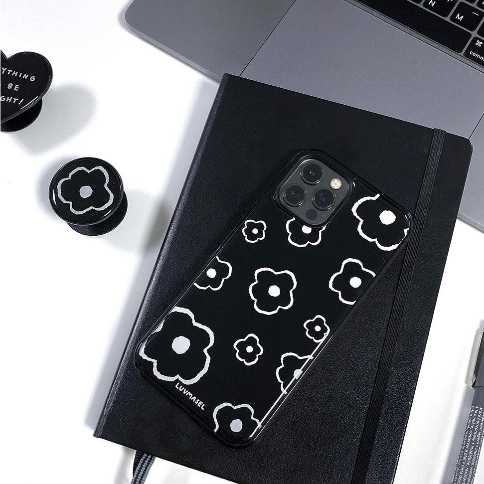 Luvmasel Black Flower Phone Case (Epoxy)