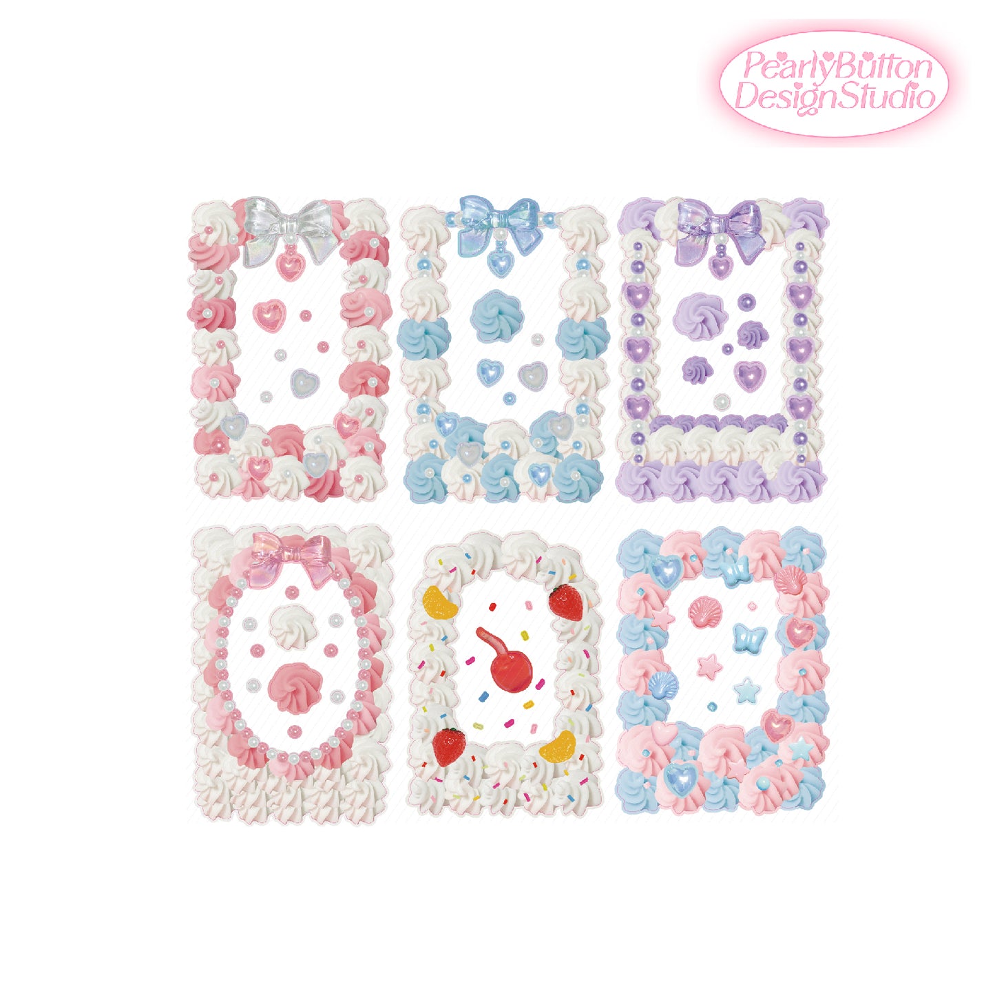 Pearly Button Cream Cake Frame Sticker