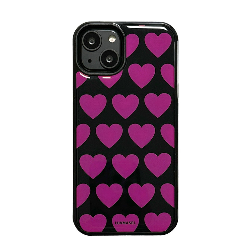 Luvmasel Black/Pink Heart Phone Case (Epoxy)