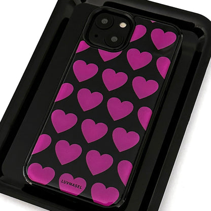 Luvmasel Black/Pink Heart Phone Case (Epoxy)